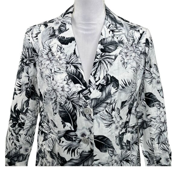 Laurie Felt Linen Floral Blazer Size 4 - Picture 2 of 12